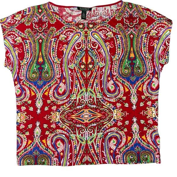 Ralph Lauren Tops - Lauren Ralph Lauren Red Paisley Short Sleeve Tee